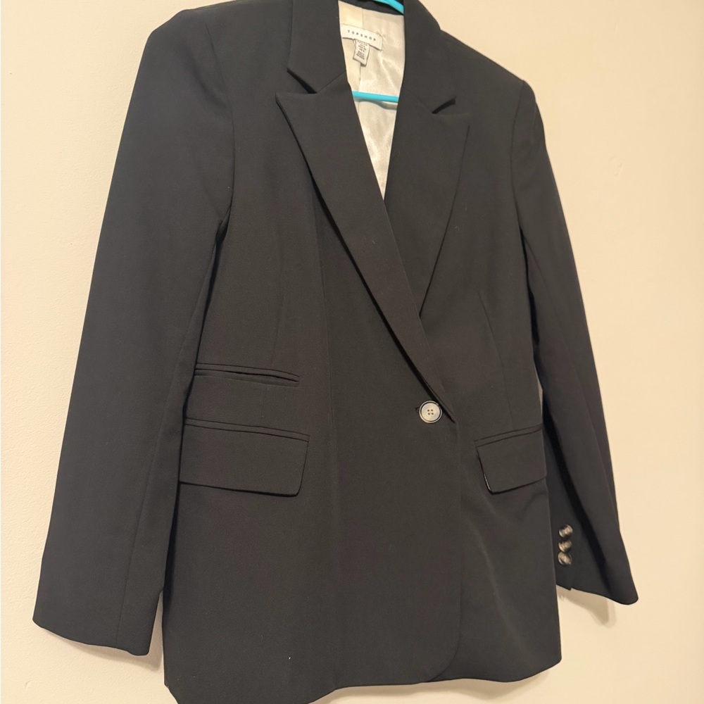 Topshop Black Women's Blazer Jacket - Single Button